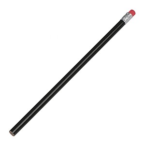 Dřevěná tužka s gumou, černá - reklamní předměty